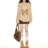 Boogzel Apparel Butterfly Aesthetic Distressed Sweater, view 6