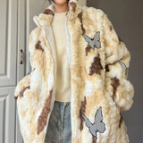 Boogzel Apparel Butterfly Aesthetic Oversized Fur Jacket, view 2