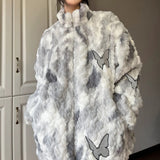 Boogzel Apparel Butterfly Aesthetic Oversized Fur Jacket, view 3