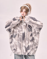 Boogzel Apparel Butterfly Aesthetic Oversized Fur Jacket, view 5