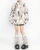 Boogzel Apparel Butterfly Aesthetic Oversized Fur Jacket, view 6