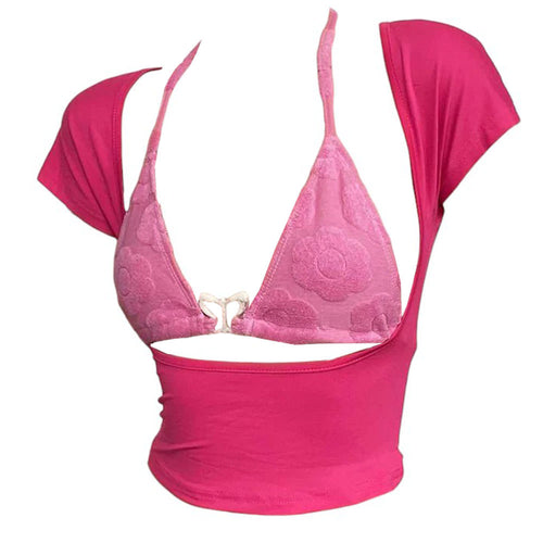 Boogzel Apparel Butterfly Bikini Top with Short Sleeve Tee