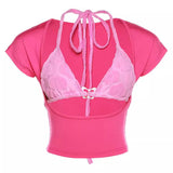 Boogzel Apparel Butterfly Bikini Top with Short Sleeve Tee, view 2