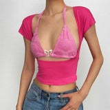 Boogzel Apparel Butterfly Bikini Top with Short Sleeve Tee, view 3