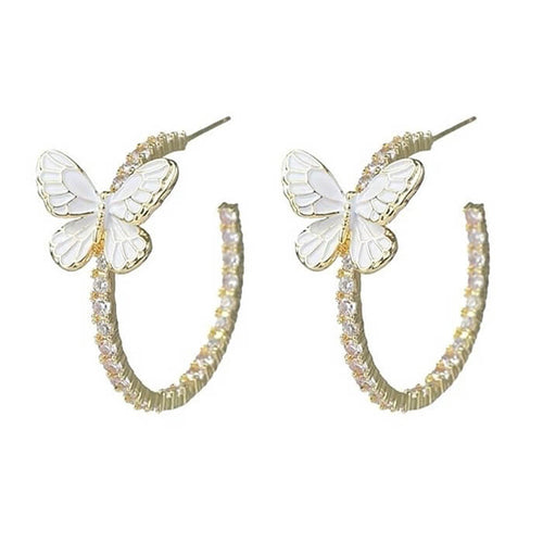 Boogzel Apparel Butterfly Crystal Hoop Earrings