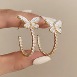 Boogzel Apparel Butterfly Crystal Hoop Earrings, view 2