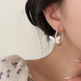 Boogzel Apparel Butterfly Crystal Hoop Earrings, view 3