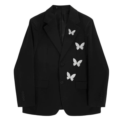 Boogzel Apparel Butterfly Embroidery Black Blazer