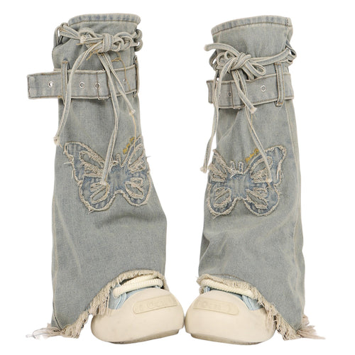 Boogzel Apparel Butterfly Patch Y2K Denim Leg Warmers