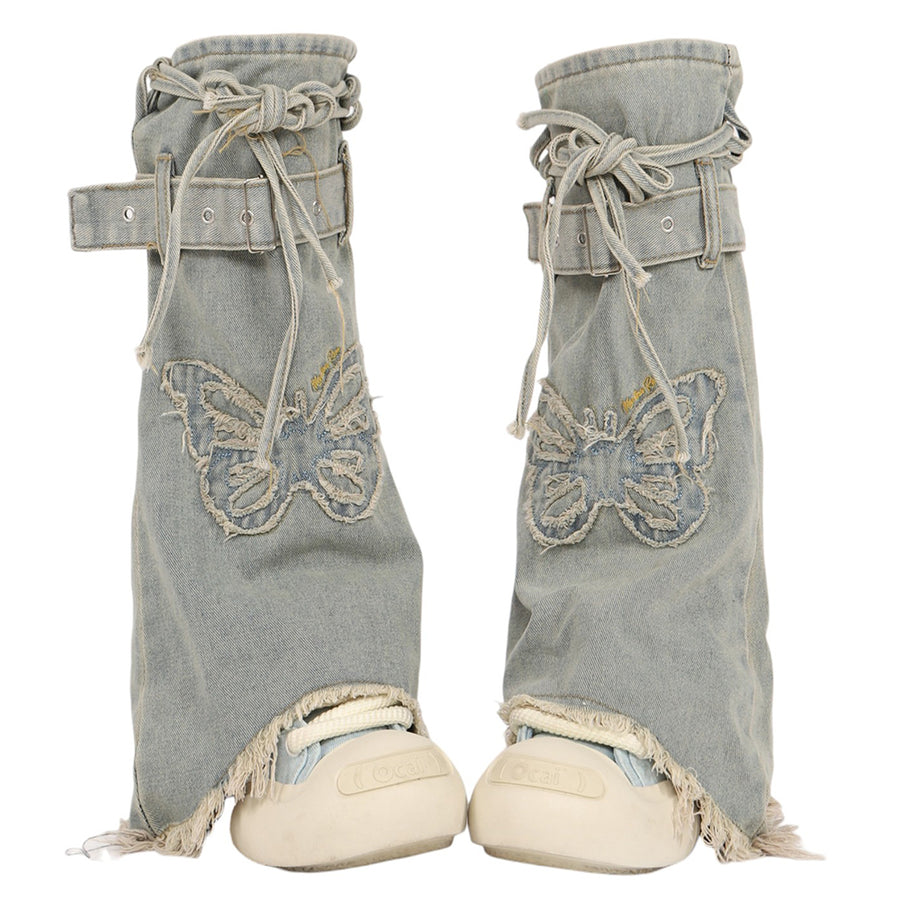 Boogzel Apparel Butterfly Patch Y2K Denim Leg Warmers