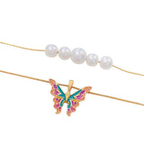 Boogzel Apparel Butterfly Pearl Layered Necklace, view 4