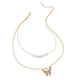 Boogzel Apparel Butterfly Pearl Layered Necklace, view 5