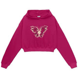 Boogzel Apparel Butterfly Print Crop Hoodie, view 2