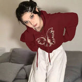 Boogzel Apparel Butterfly Print Crop Hoodie, view 4