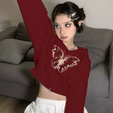 Boogzel Apparel Butterfly Print Crop Hoodie, view 5