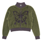 Boogzel Apparel Butterfly Print Fuzzy Bomber, view 2