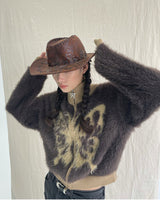 Boogzel Apparel Butterfly Print Fuzzy Bomber, view 5