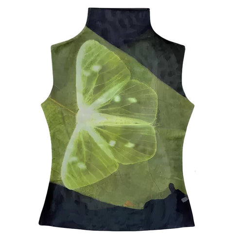 Boogzel Apparel Butterfly Print Mesh Turtleneck Top