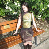 Boogzel Apparel Butterfly Print Mesh Turtleneck Top, view 5