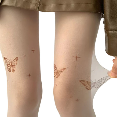 Boogzel Apparel Butterfly Print Sheer Tights