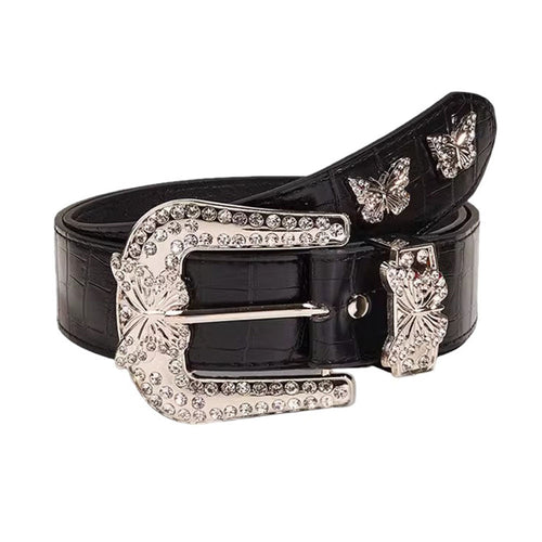 Boogzel Apparel Butterfly Rhinestone Y2K Belt