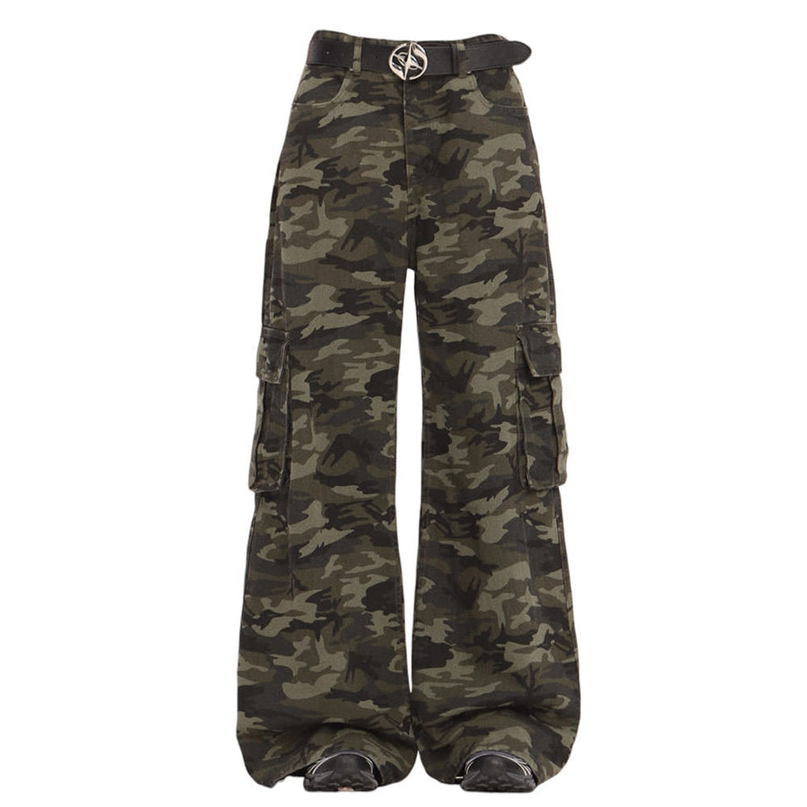 Boogzel Apparel Camo Wide-Leg Cargo Pants