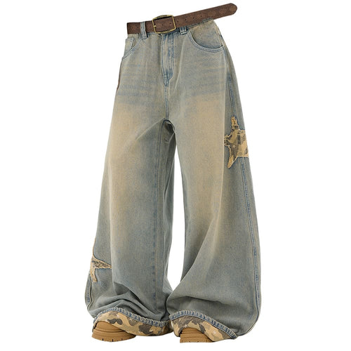 Boogzel Apparel Camouflage Star Wide Leg Jeans