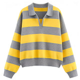 Boogzel Apparel Campus Striped Rugby Collar Sweatshirt, view 2