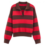 Boogzel Apparel Campus Striped Rugby Collar Sweatshirt, view 4
