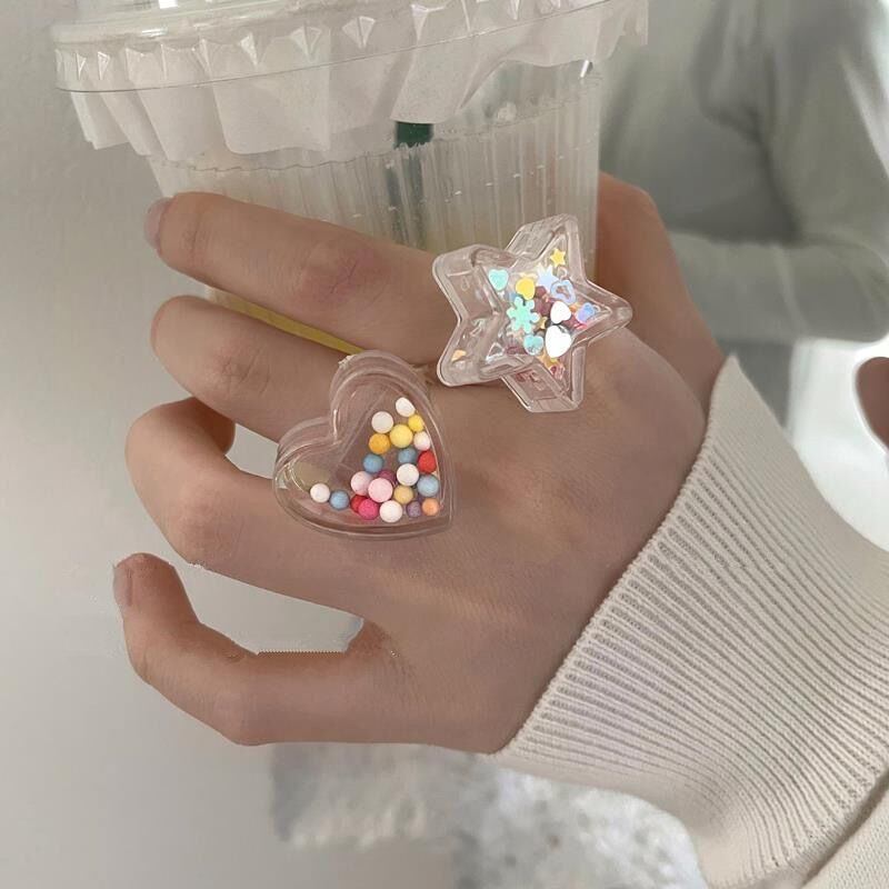 Boogzel Apparel Candy Beads Clear Rings