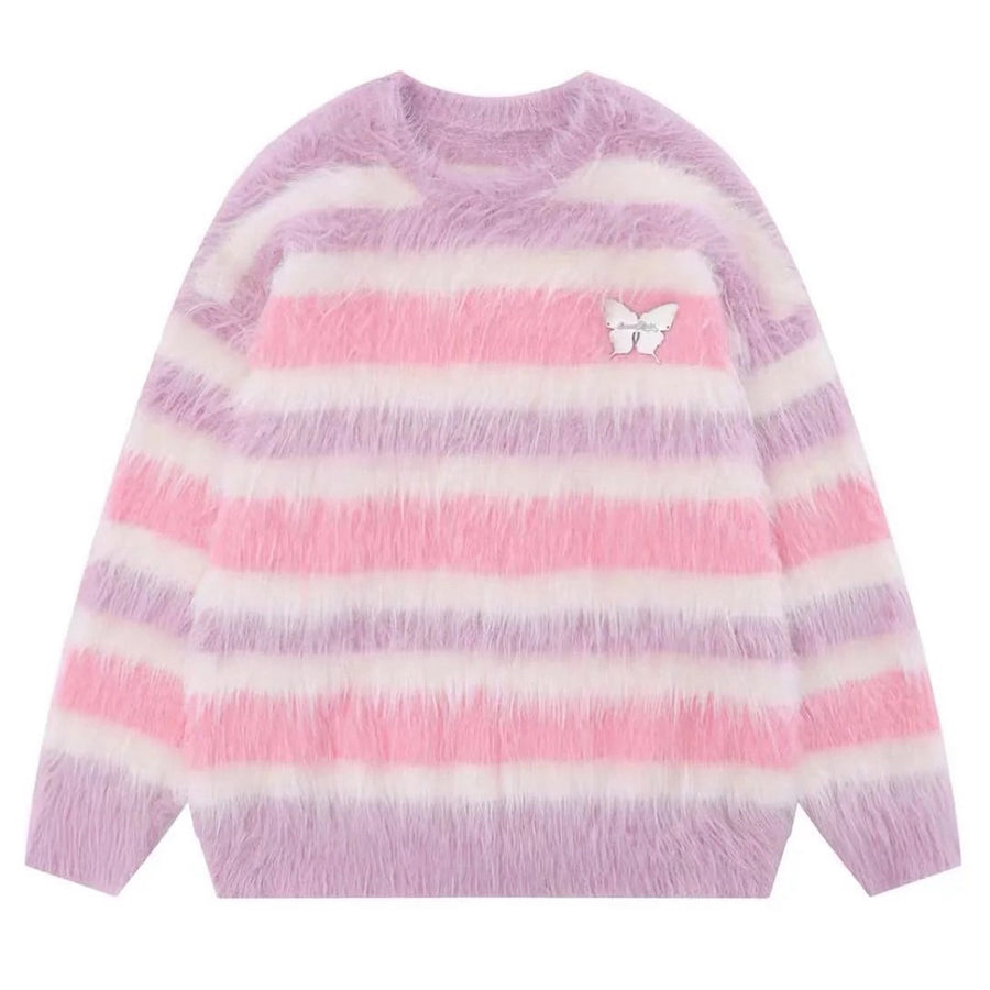 Boogzel Apparel Candy Butterfly Fuzzy Sweater