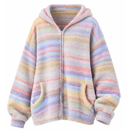 Boogzel Apparel Candy Stripe Knit Zip-Up Hoodie