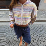 Boogzel Apparel Candy Stripe Knit Zip-Up Hoodie, view 3