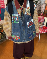 Boogzel Apparel Cartoon Patches 90s Denim Vest, view 2