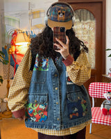 Boogzel Apparel Cartoon Patches 90s Denim Vest, view 5
