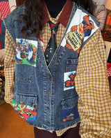 Boogzel Apparel Cartoon Patches 90s Denim Vest, view 6