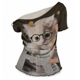 Boogzel Apparel Cat Graphic Layered T-Shirt, view 2