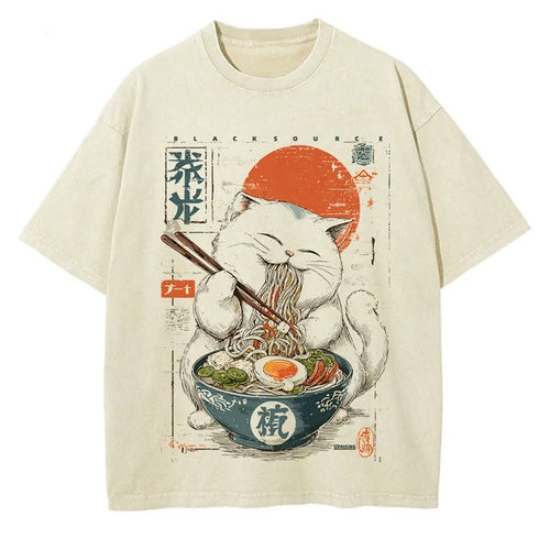 Boogzel Apparel Cat Ramen Graphic T-Shirt