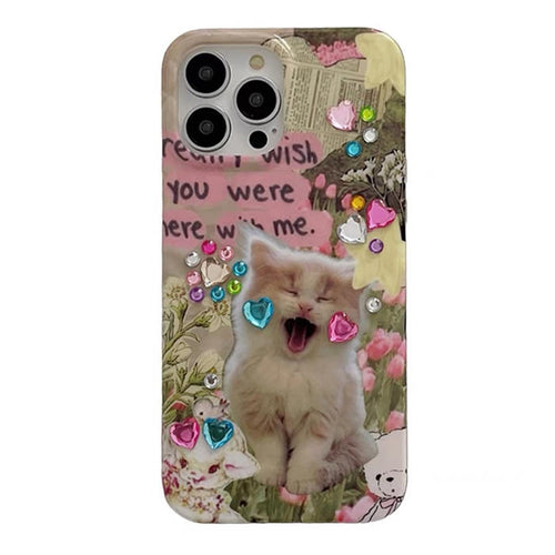 Boogzel Apparel Cat Rhinestone iPhone Case