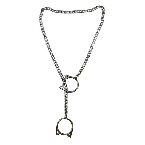 Boogzel Apparel Cat Ring Drop Chain Necklace