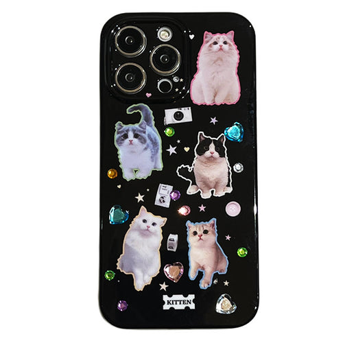 Boogzel Apparel Cats Rhinestone iPhone Case