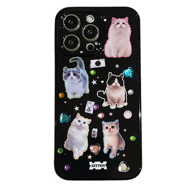 Boogzel Apparel Cats Rhinestone iPhone Case