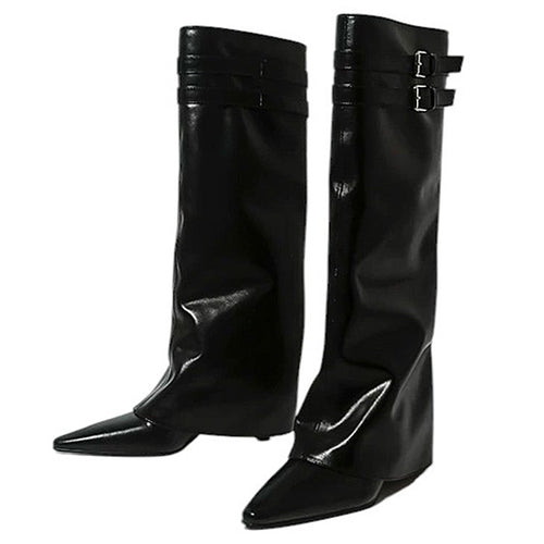 Boogzel Apparel Catwalk Double Buckle Knee-High Boots