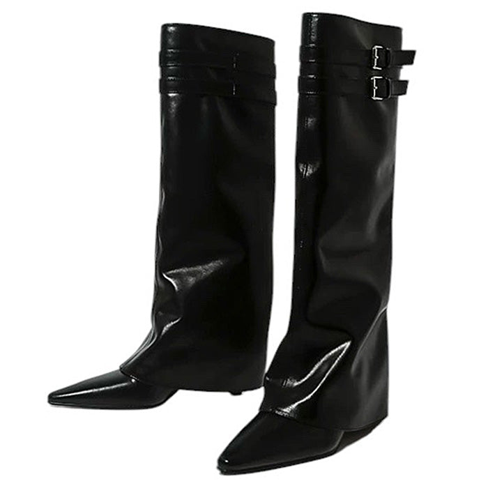Boogzel Apparel Catwalk Double Buckle Knee-High Boots