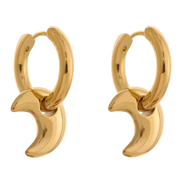 Boogzel Apparel Celestial Moon Drop Hoops Earrings