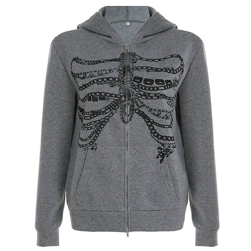 Boogzel Apparel Chain Skeleton Print Grunge Hoodie