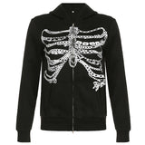 Boogzel Apparel Chain Skeleton Print Grunge Hoodie, view 2