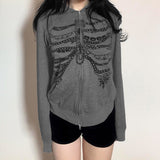 Boogzel Apparel Chain Skeleton Print Grunge Hoodie, view 4