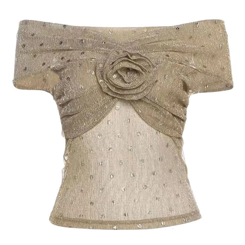 Boogzel Apparel Charming Rose Bardot Mesh Top