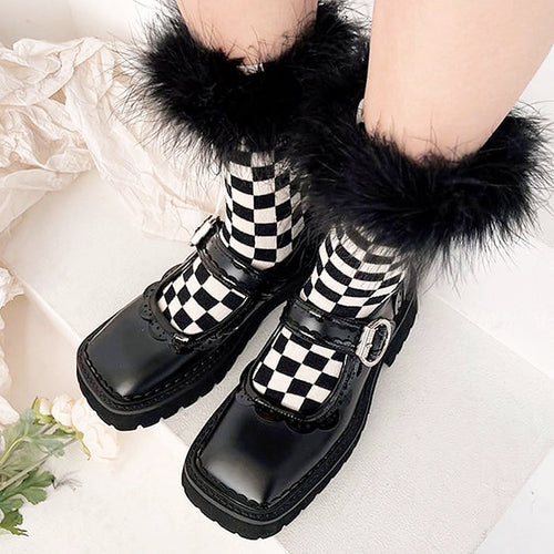 Boogzel Apparel Checkered Furry Socks